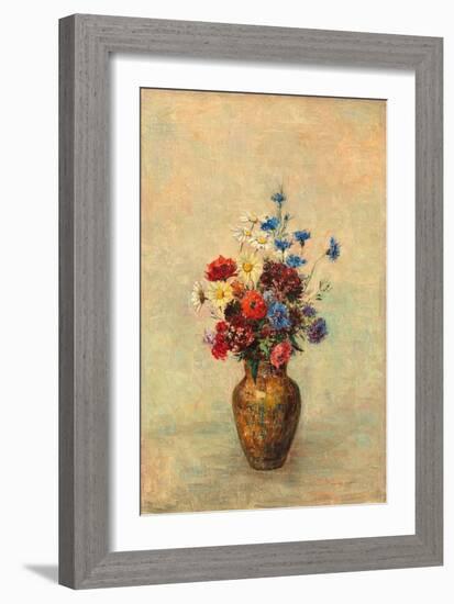 Flowers in a Vase, C.1910 (Oil on Canvas)-Odilon Redon-Framed Giclee Print