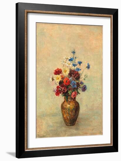 Flowers in a Vase, C.1910 (Oil on Canvas)-Odilon Redon-Framed Giclee Print