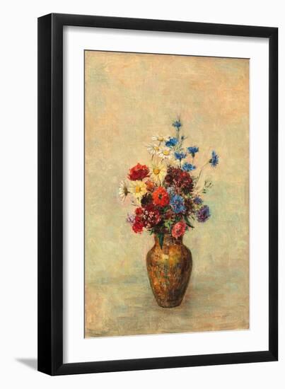 Flowers in a Vase, C.1910 (Oil on Canvas)-Odilon Redon-Framed Giclee Print