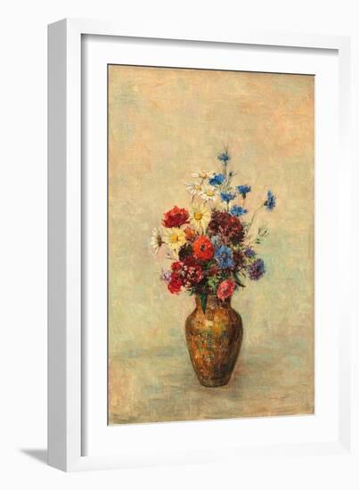 Flowers in a Vase, C.1910 (Oil on Canvas)-Odilon Redon-Framed Giclee Print