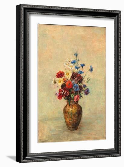 Flowers in a Vase, C.1910 (Oil on Canvas)-Odilon Redon-Framed Giclee Print