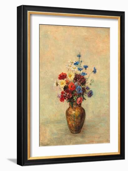 Flowers in a Vase, C.1910 (Oil on Canvas)-Odilon Redon-Framed Giclee Print