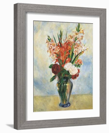 Flowers in a Vase Gladioluses-Pierre-Auguste Renoir-Framed Giclee Print