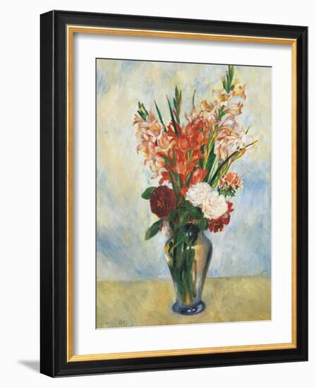 Flowers in a Vase Gladioluses-Pierre-Auguste Renoir-Framed Giclee Print