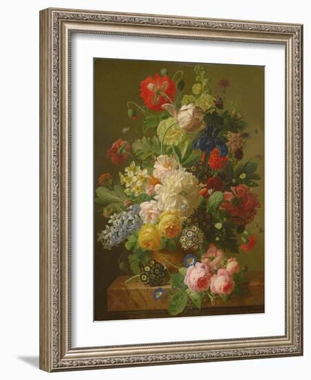 Flowers in a Vase on a Marble Console Table, 1816-Jan Frans van Dael-Framed Giclee Print