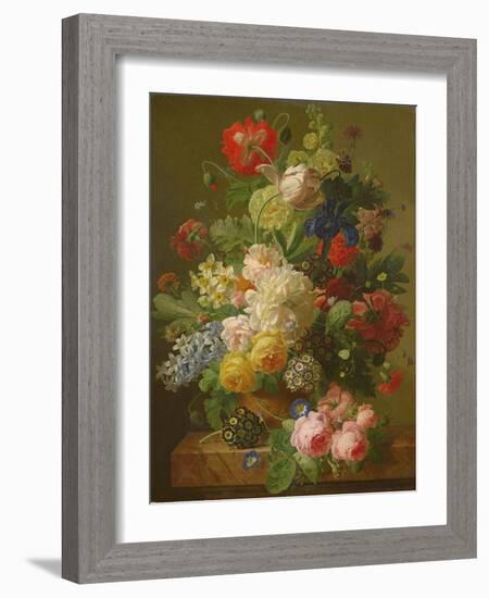 Flowers in a Vase on a Marble Console Table, 1816-Jan Frans van Dael-Framed Giclee Print