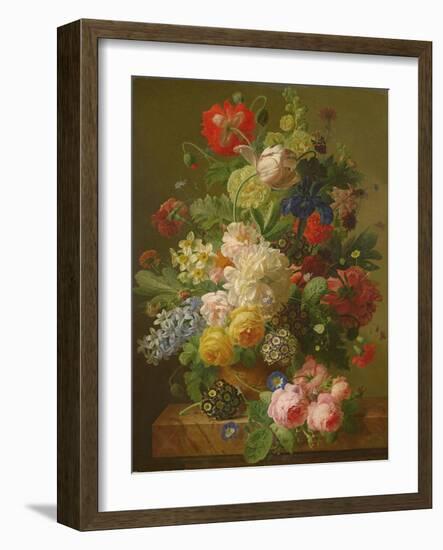 Flowers in a Vase on a Marble Console Table, 1816-Jan Frans van Dael-Framed Giclee Print