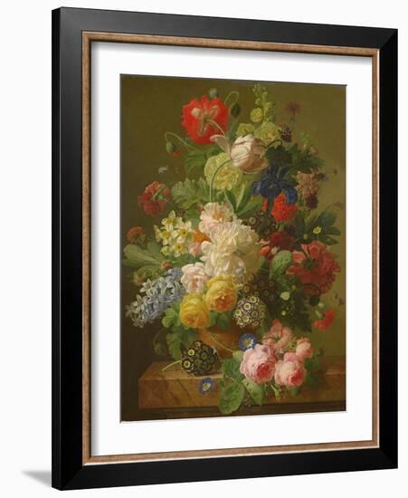 Flowers in a Vase on a Marble Console Table, 1816-Jan Frans van Dael-Framed Giclee Print