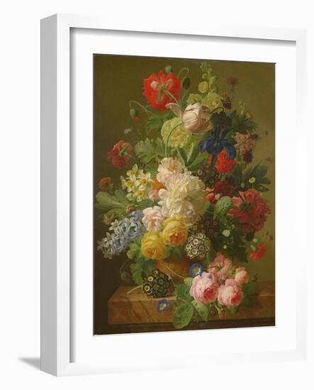 Flowers in a Vase on a Marble Console Table, 1816-Jan Frans van Dael-Framed Giclee Print