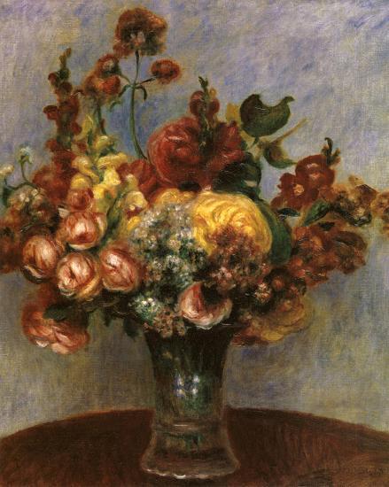 Flowers in a Vase-Pierre-Auguste Renoir-Framed Textured Art