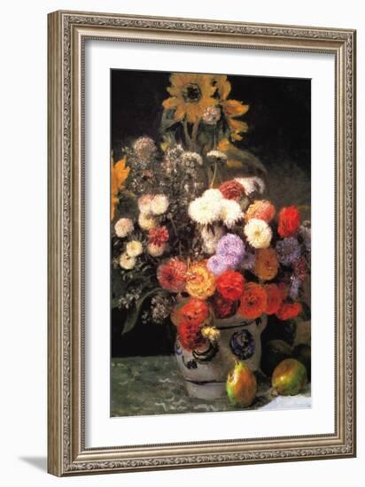 Flowers In a Vase-Pierre-Auguste Renoir-Framed Art Print