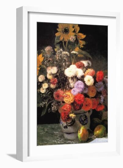 Flowers In a Vase-Pierre-Auguste Renoir-Framed Art Print