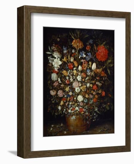 Flowers in a Wooden Vessel, Ca 1606-Jan Brueghel the Elder-Framed Giclee Print