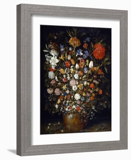 Flowers in a Wooden Vessel-Jan Brueghel the Elder-Framed Giclee Print