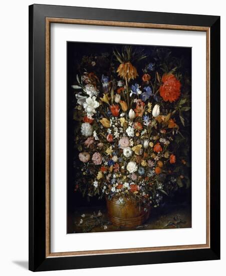 Flowers in a Wooden Vessel-Jan Brueghel the Elder-Framed Giclee Print