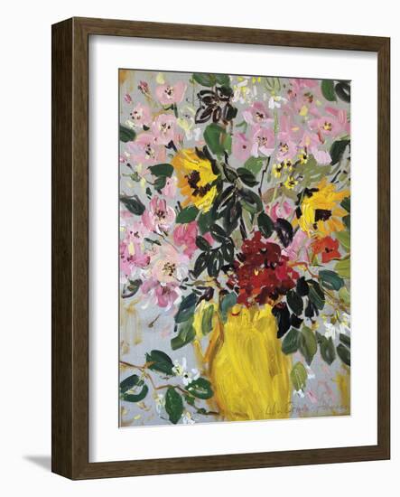 Flowers in a Yellow Jug-Lilia Orlova Holmes-Framed Giclee Print