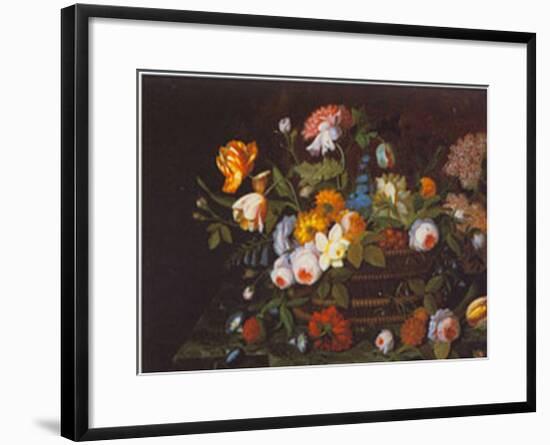Flowers In Basket-Severin Roesen-Framed Art Print