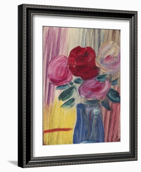 Flowers in Blue Vase; Blumen in Blauer Vase, 1936-Alexej Von Jawlensky-Framed Giclee Print