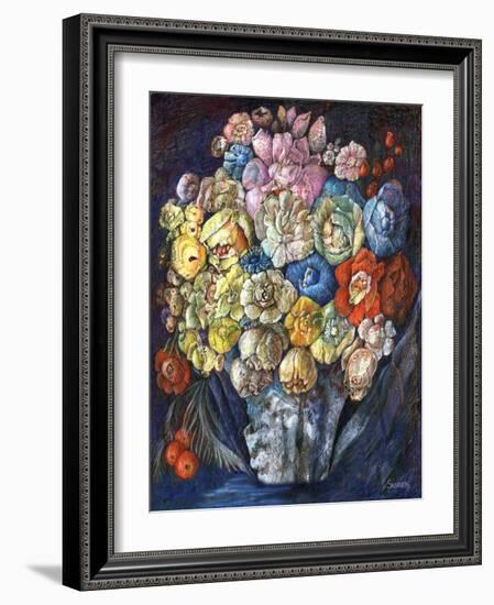 Flowers in Blue-Skarlett-Framed Giclee Print