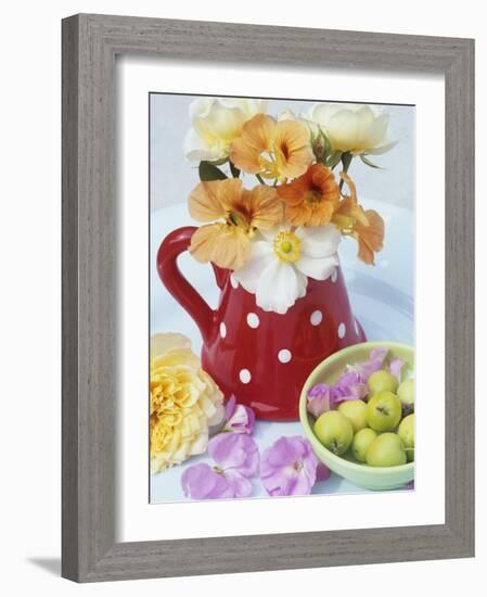 Flowers in Jug and a Bowl of Wild Apples-Linda Burgess-Framed Photographic Print