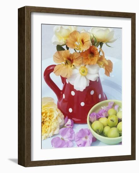 Flowers in Jug and a Bowl of Wild Apples-Linda Burgess-Framed Photographic Print