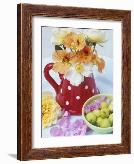 Flowers in Jug and a Bowl of Wild Apples-Linda Burgess-Framed Photographic Print