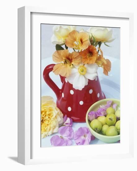 Flowers in Jug and a Bowl of Wild Apples-Linda Burgess-Framed Photographic Print