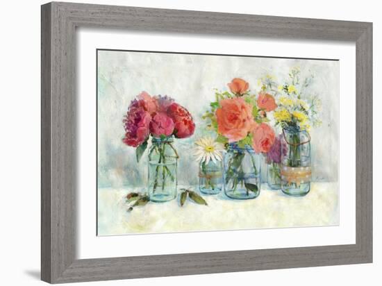 Flowers In Mason Jars-Marietta Cohen Art and Design-Framed Giclee Print