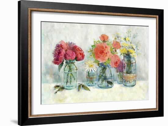 Flowers In Mason Jars-Marietta Cohen Art and Design-Framed Giclee Print