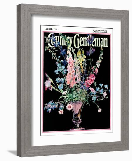 "Flowers in Silver Vase," Country Gentleman Cover, April 1, 1931-Nelson Grofe-Framed Giclee Print