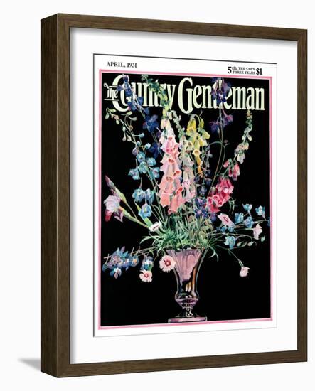 "Flowers in Silver Vase," Country Gentleman Cover, April 1, 1931-Nelson Grofe-Framed Giclee Print