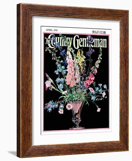 "Flowers in Silver Vase," Country Gentleman Cover, April 1, 1931-Nelson Grofe-Framed Giclee Print