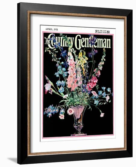 "Flowers in Silver Vase," Country Gentleman Cover, April 1, 1931-Nelson Grofe-Framed Giclee Print