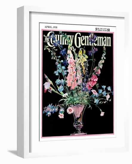 "Flowers in Silver Vase," Country Gentleman Cover, April 1, 1931-Nelson Grofe-Framed Giclee Print