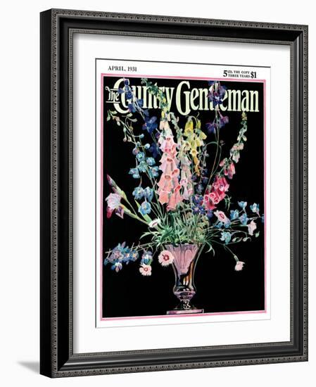 "Flowers in Silver Vase," Country Gentleman Cover, April 1, 1931-Nelson Grofe-Framed Giclee Print