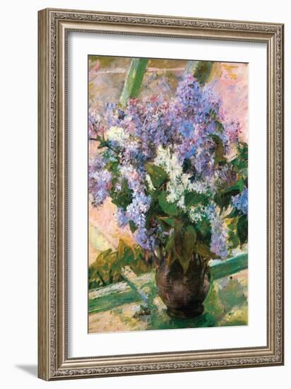 Flowers in the Window-Mary Cassatt-Framed Art Print