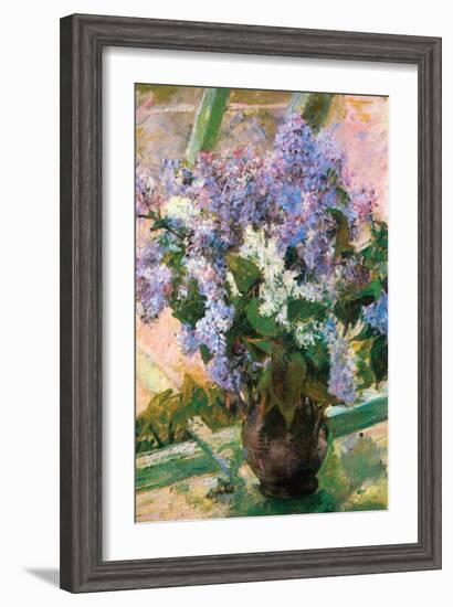 Flowers in the Window-Mary Cassatt-Framed Art Print