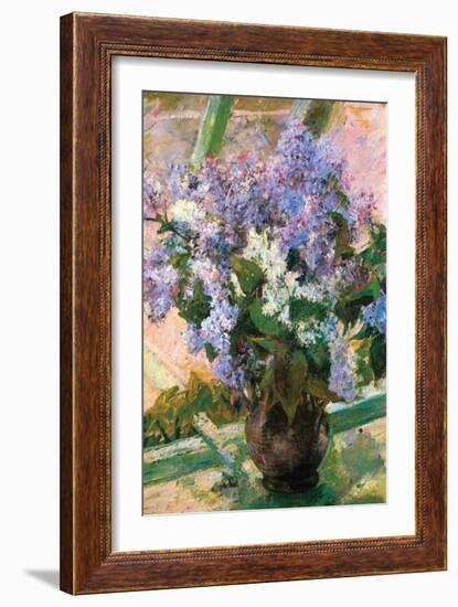 Flowers in the Window-Mary Cassatt-Framed Art Print