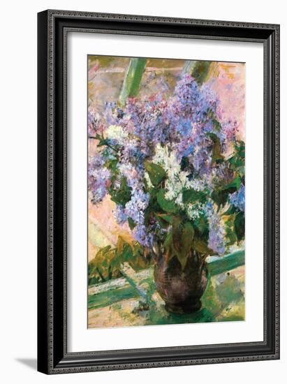 Flowers in the Window-Mary Cassatt-Framed Art Print