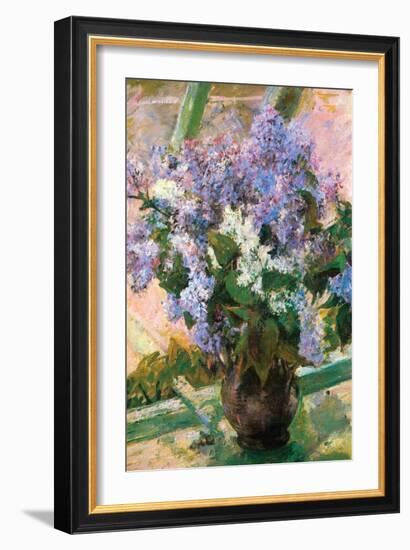 Flowers in the Window-Mary Cassatt-Framed Art Print