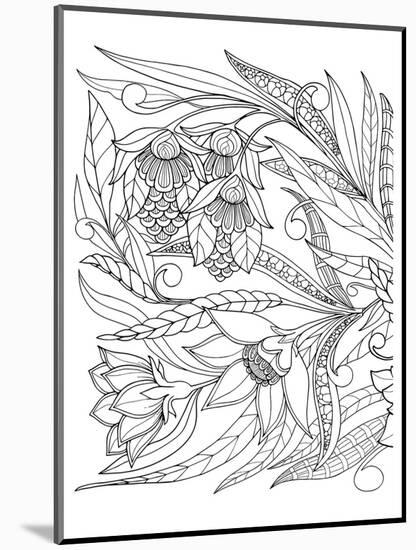 Flowers & Leafs Design Coloring Art-null-Mounted Coloring Poster