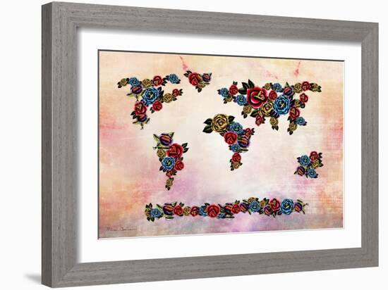 Flowers Map-Mark Ashkenazi-Framed Giclee Print