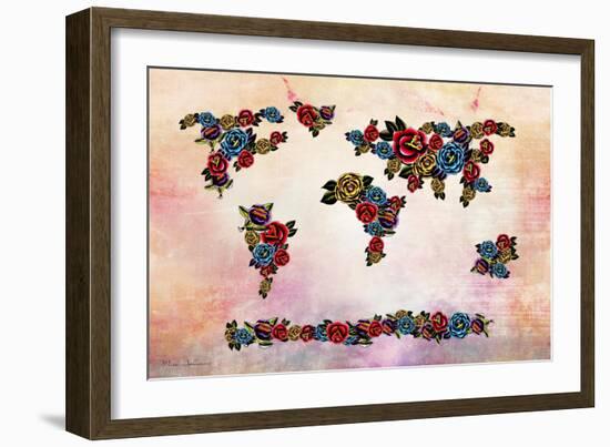 Flowers Map-Mark Ashkenazi-Framed Giclee Print