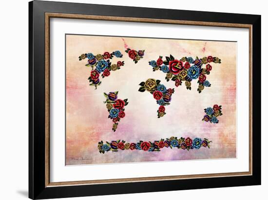 Flowers Map-Mark Ashkenazi-Framed Giclee Print