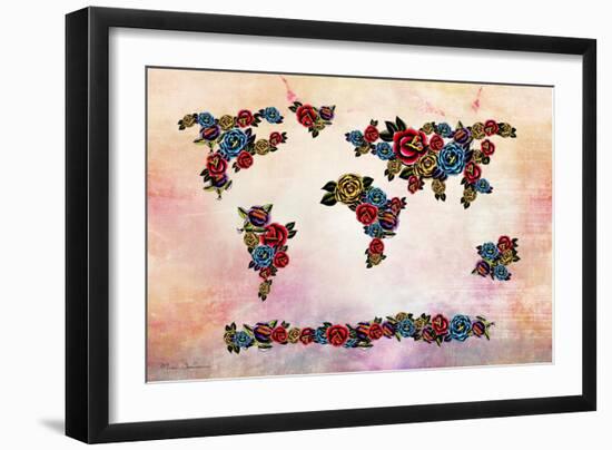 Flowers Map-Mark Ashkenazi-Framed Giclee Print