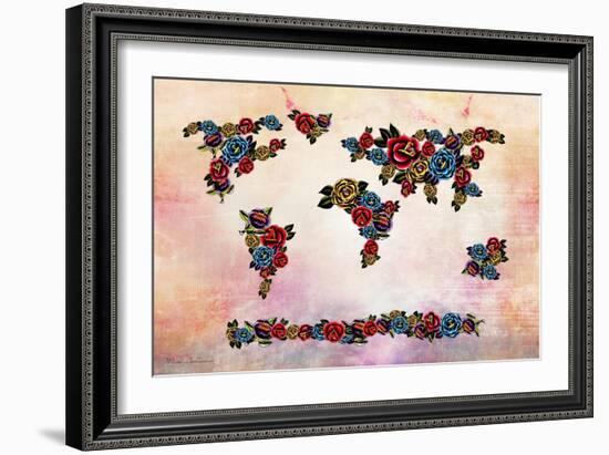 Flowers Map-Mark Ashkenazi-Framed Giclee Print