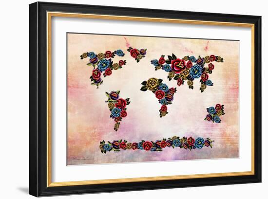 Flowers Map-Mark Ashkenazi-Framed Giclee Print