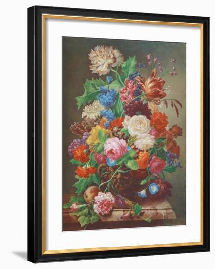 Flowers on a Marble Table-Joseph Nigg-Framed Collectable Print