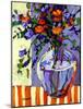 Flowers on a Striped Tablecloth-Patty Baker-Mounted Art Print