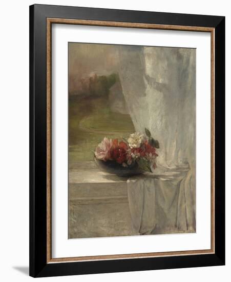 Flowers on a Window Ledge, 1861-John La Farge-Framed Art Print